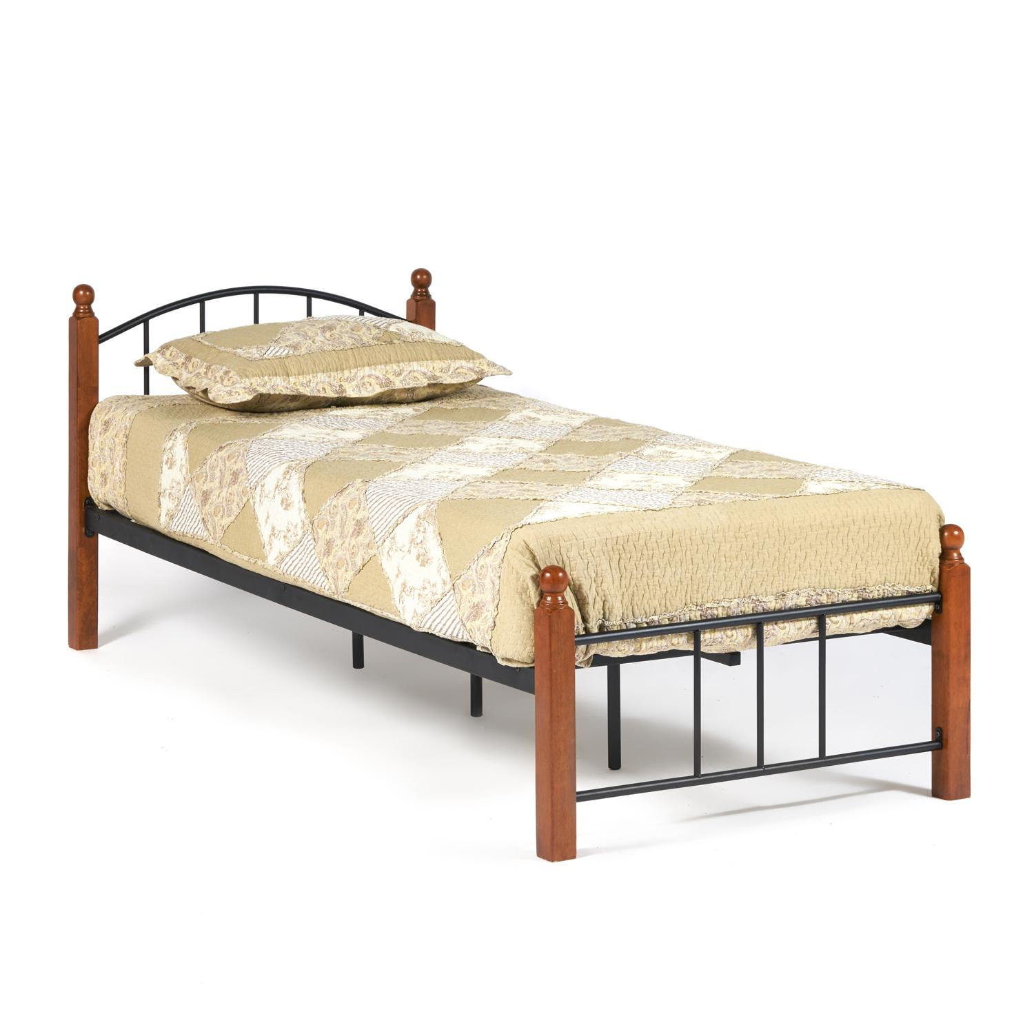 Кровать AT-915 Wood slat base дерево гевея/металл, 90*200 см (Single bed), красный дуб/черный