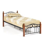 Кровать AT-808 Wood slat base дерево гевея/металл, 90*200 см (Single bed), красный дуб/черный