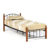 Кровать AT-915 Wood slat base дерево гевея/металл, 90*200 см (Single bed), красный дуб/черный
