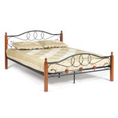 Кровать AT-822 Wood slat base дерево гевея/металл, 160*200 см (Queen bed), красный дуб/черный