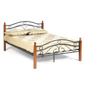 Кровать AT-803 Wood slat base дерево гевея/металл, 140*200 см (Double bed), красный дуб/черный