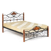 Кровать CANZONA Wood slat base дерево гевея/металл, 120*200 см (middle bed), красный дуб/черный