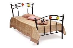Кровать MUNDIAL дерево гевея/металл, 90*200 см (Single bed), красный дуб/черный