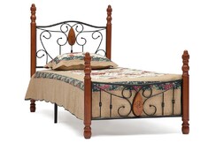 Кровать AT-9003 дерево гевея/металл, 90*200 см (Single bed), красный дуб/черный