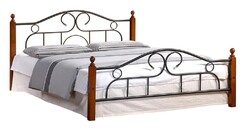 Кровать AT-808 дерево гевея/металл, 140*200 см (Double bed), красный дуб/черный