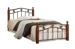 Кровать AT-126 дерево гевея/металл, 90*200 см (Single bed), красный дуб/черный