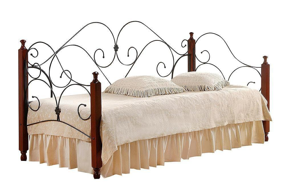 Кровать SONATA Wood slat base дерево гевея/металл, 90*200 см (Day bed), красный дуб/черный