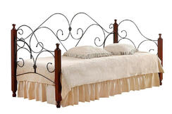 Кровать SONATA Wood slat base дерево гевея/металл, 90*200 см (Day bed), красный дуб/черный