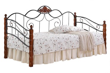 Кровать CANZONA дерево гевея/металл, 90*200 см (Day bed), красный дуб/черный