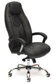 Кресло BOSS Lux кож/зам, черный/черный перфорированный, 36-6/36-6/06