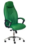Кресло BOSS Lux кож/зам, зеленый/зеленый перфорированный, 36-001/36-001/06