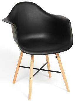 Кресло CINDY (EAMES) (mod. 919) дерево береза/металл/сиденье пластик, 60*62*79см, черный/black with natural legs