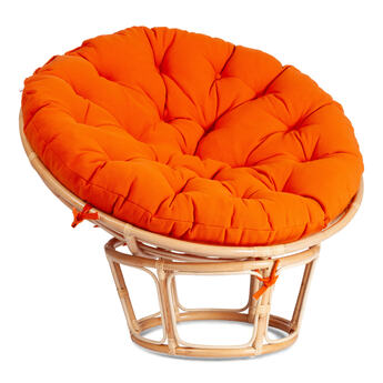 Кресло PAPASAN ECO/ПАПАСАН ЭКО P115-1/SP STD /c подушкой, ремешками/ диаметр подушки 122 см, 115x101x92 см, Natural (натуральный), ткань Оранжевый, С 23