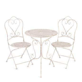 Комплект (стол + 2 стула) Secret de Maison Monique (mod. PL08-6241.6242) металл, стол:62*73, стул: 48*40*93, Античный белый (Antique White)