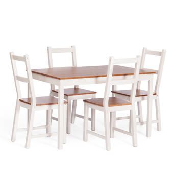 Обеденный комплект Соната (стол + 4 стула) / Sonata dining set массив сосны, стол: 120х75х73см  стул :41х50х95см, антик/белый