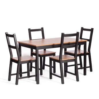 Обеденный комплект Соната (стол + 4 стула) / Sonata dining set массив сосны, стол: 120х75х73см  стул :41х50х95см, антик/чёрный