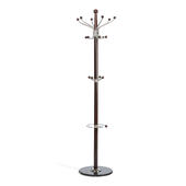 Вешалка Himawari (mod. GH-8014) дерево/хром/мрамор, Black (Черный) / Walnut (Орех), 37x37x175см