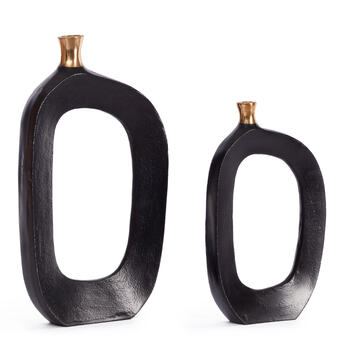 Набор ваз Secret De Maison KROPTU ( mod. LS-0005 ) металл: аллюминий,  24 х 45см, 19 х 36 см, черный