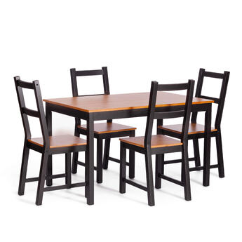 Обеденный комплект Соната (стол + 4 стула) / Sonata dining set массив сосны, стол: 120х75х73см стул :41х50х95см, антик/чёрный