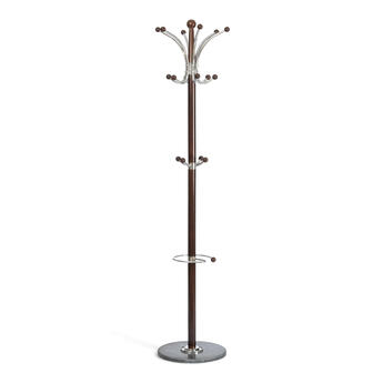 Вешалка Hanami (mod. GH-8617) дерево/хром/мрамор, Black (Черный) / Walnut (Орех), 37x37x175см