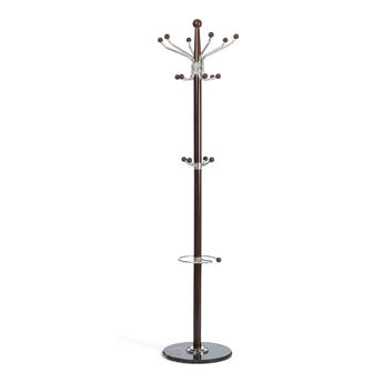 Вешалка Himawari (mod. GH-8014) дерево/хром/мрамор, Black (Черный) / Walnut (Орех), 37x37x175см