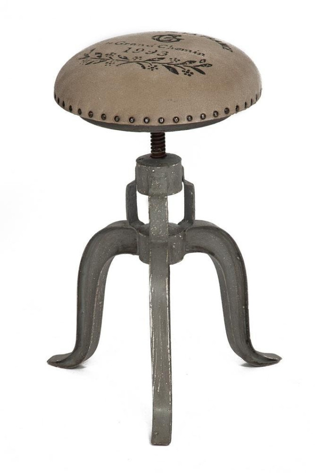 Стул  Secret De Maison MAINZ ( mod. M-14531 ) металл/ткань хлопок, D38х52-70см, серый антик/натуральный