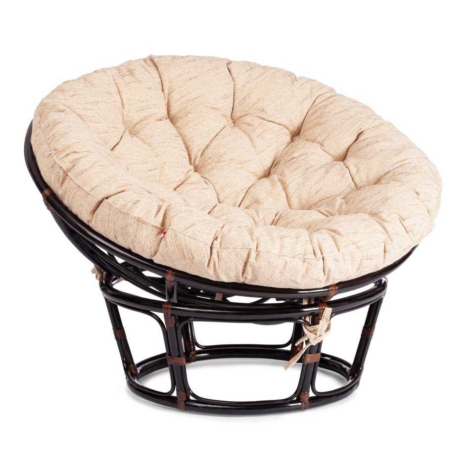 Кресло PAPASAN/ПАПАСАН 23/01 W  /с подушкой/ диаметр подушки 129 см, 115х101х104 см, Antique brown (античный черно-коричневый), ткань Старт