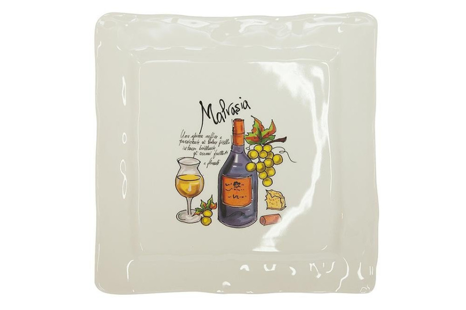 NEW WINES Square platter  (mod. SQ281 ) | Тарелка обеденная квадратная"ВИНА" керамика, 28 х 28 см, рисунок 1 Merlot