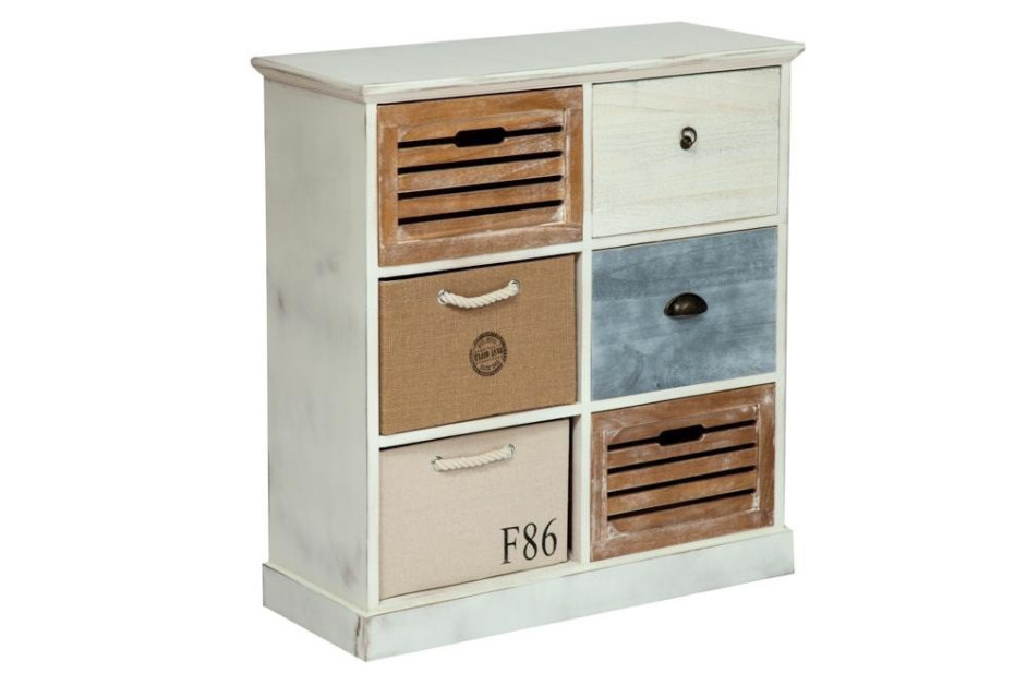 Тумба с 6 ящиками Secret De Maison MARITIME 6 ( mod. HX16-006NS ) paulownia, мдф, 80x33x85см, butter white/navy design