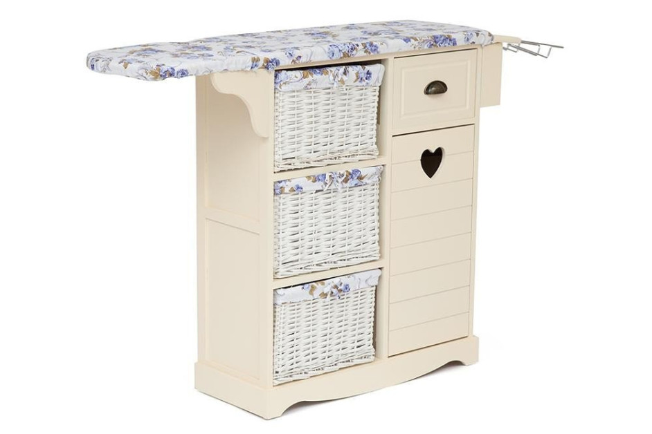 Гладильный комод с 3-я корзинами Secret De Maison PLANCHE ( mod. HX13-302 ) paulownia, мдф, 130x32x82см, butter white (слоновая кость)