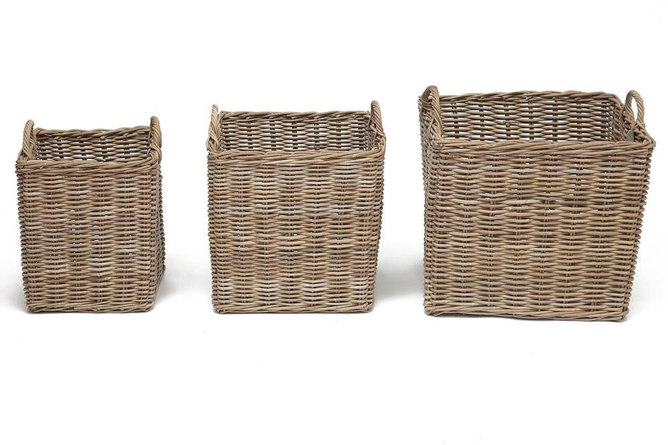 Корзина Secret De Maison Nambo/Намбо (набор из 3 штук) натуральный ротанг, 57*57*50/58, 47*57*47/55, 36*36*43/50 см, Натуральный Кубу / Natural Kubu