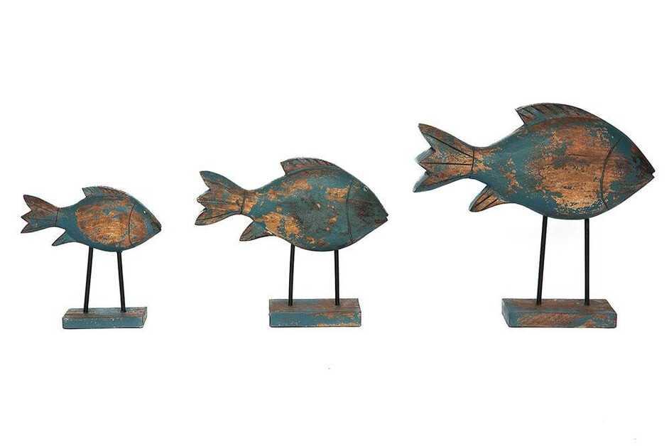 Набор декоративный  Secret De Maison "РЫБЫ" (mod. M-8856 ) дерево манго, А - 12х46х42, В - 12х37х37, С - 9х27х26, синий, натуральный