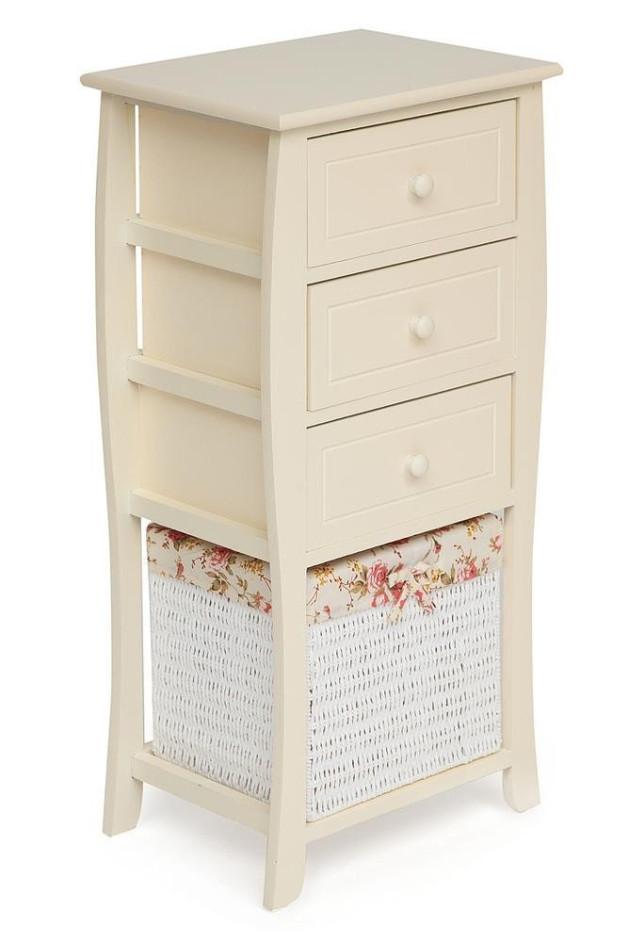 Тумба с корзиной и 3 ящиками Secret De Maison ARC 3 (mod. HX16-828 S ) paulownia, мдф, 86x40x30см, butter white (слоновая кость)