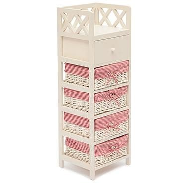 Тумба с ящиком Secret De Maison CAGE 5 ( mod. 4340 ) paulownia, мдф, 34x30x104см, butter white (слоновая кость), ткань - красная клетка