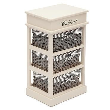 Тумба с 3 корзинами и ящиком Secret De Maison OUVERTURE 3 ( mod. 4336 ) paulownia, мдф, 38x28x69см, butter white (слоновая кость), ткань -в полоску