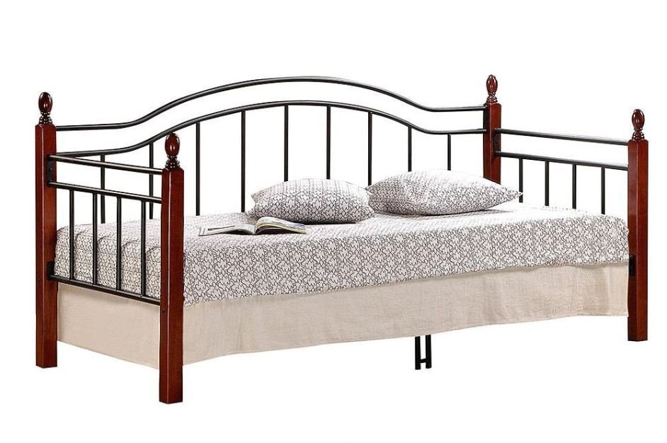 Кровать LANDLER дерево гевея/металл, 90*200 см (Day bed), красный дуб/черный