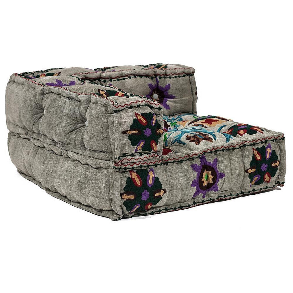 Модуль мягкий угловой  Secret De Maison SOL (mod. 10234) cotton velvet, 80х80х43см, серый с цветами