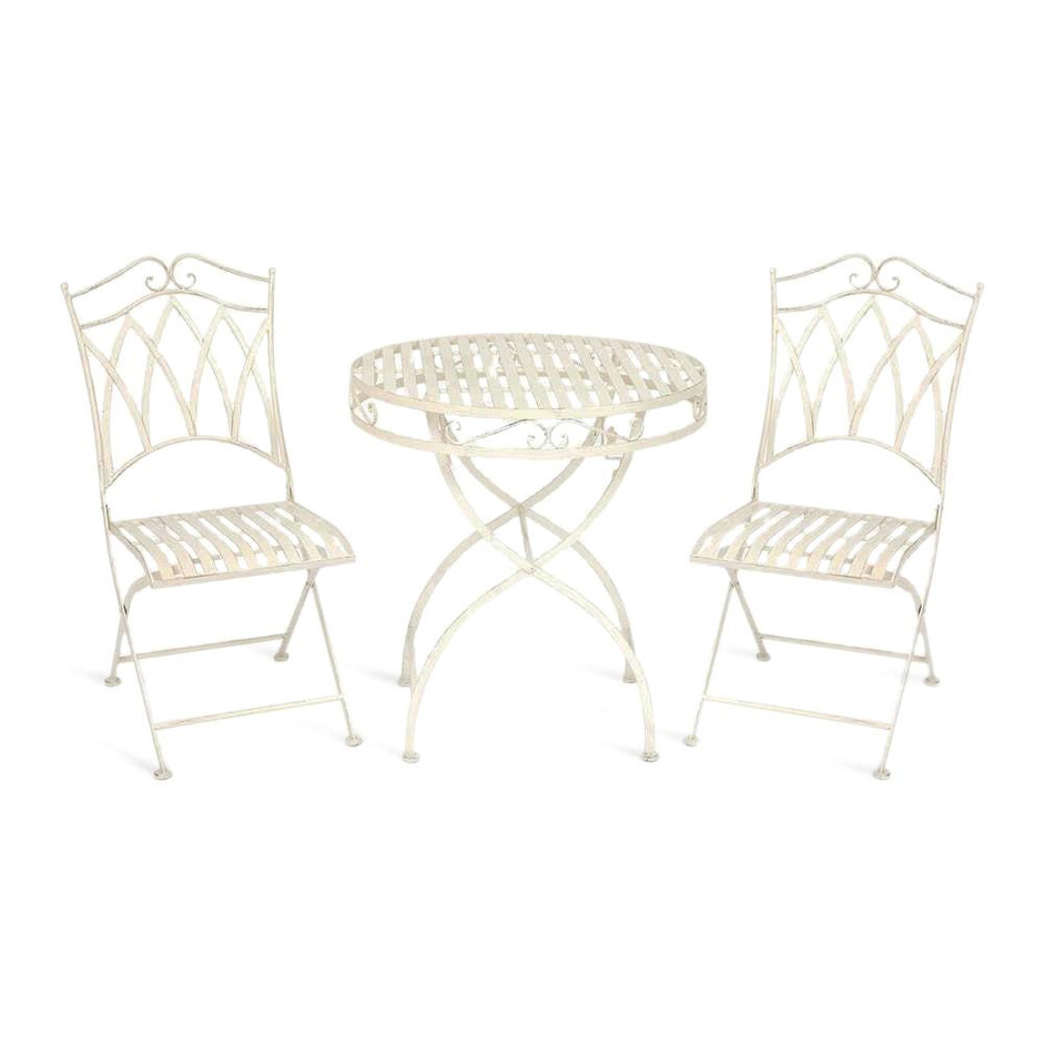 Комплект (стол + 2 стула) Secret de Maison PALLADIO (mod. PL08-8668/8669) металл, стол: 70х74,5см, стул: 45х40,5х94см, белый антик (antique white)