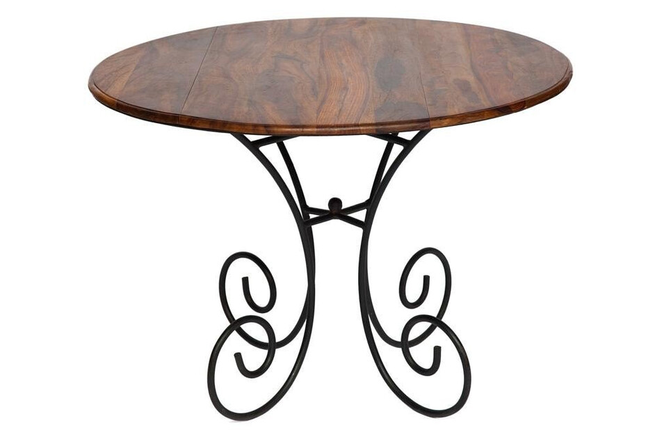 Обеденный стол Secret De Maison Luberon (mod 8) дерево палисандр/металл, 74хD101см, светло-коричневый/темно-коричневый с патиной