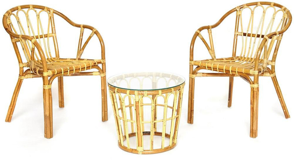 Комплект террасный AKIRA /без подушки/ skin rattan eco, 54х60х78см / D46х40см, Natural (натуральный)