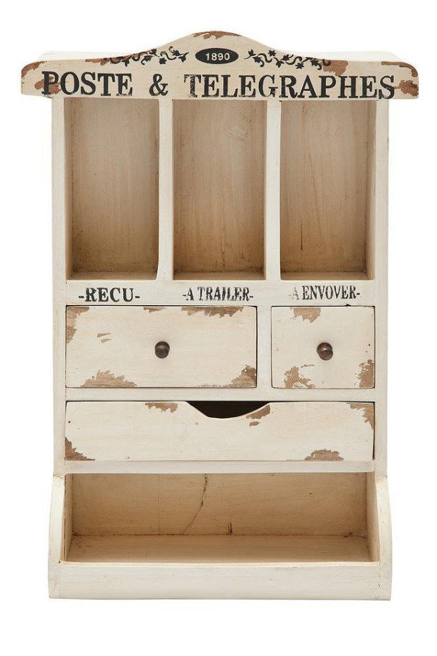 Настенная полка Secret De Maison BLANCHE ( mod. M-8344 ) дерево манго, 76х49х25см, белый/винтаж