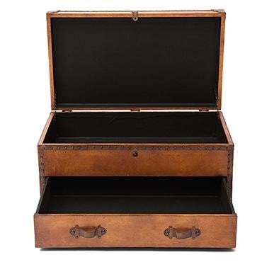 Столик - сундук Secret De Maison CONCORDE ( mod. 3176 ) дерево манго/кожа буйвола, 42х92х52см, Античный светлый