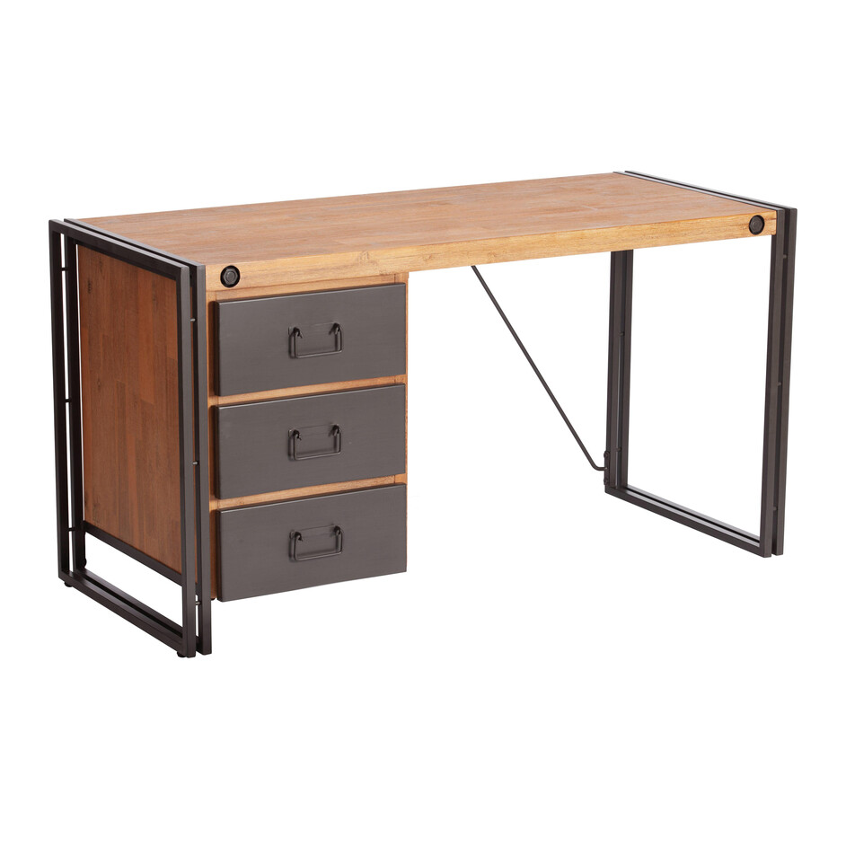 Стол письменный Secret De Maison CITY ( mod. CTY L09-3D ) металл/дерево акация, 140х60х74см, коричневый дым (smoke brown B034)