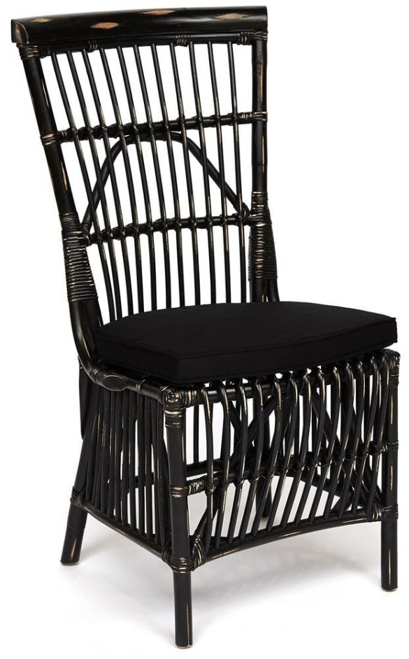 Стул Secret De Maison RIVIERA с подушкой натуральный ротанг, 101х53х61см, черный+черная подушка