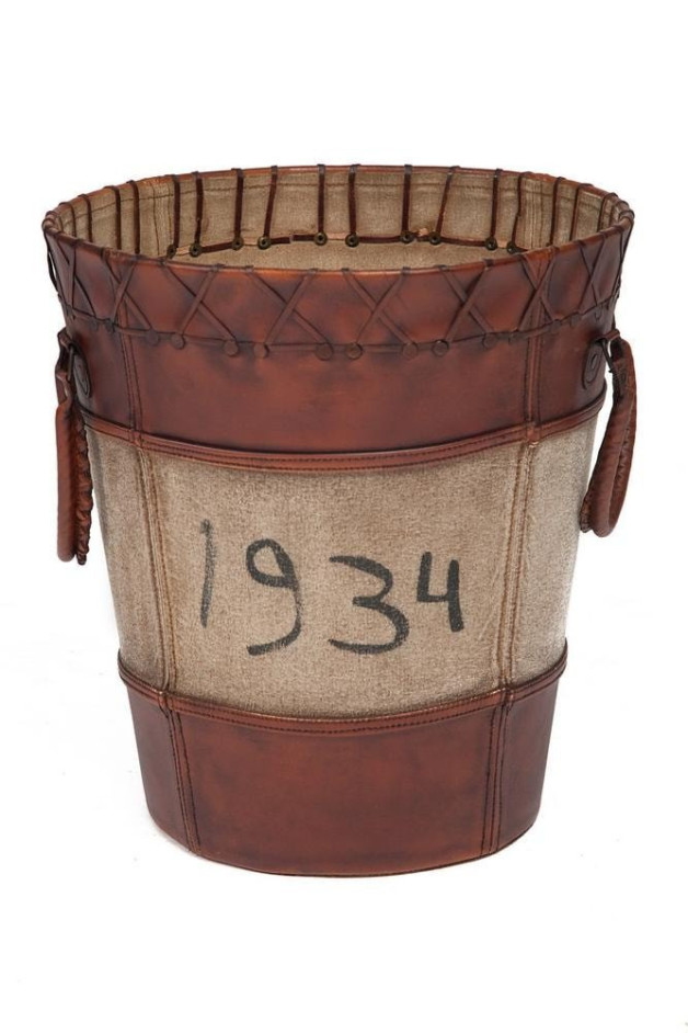 Корзина Secret De Maison BUCKET ( mod. M-2432 ) металл/кожа буйвола/ткань, 39*39*42, коричневый, ткань: винтаж