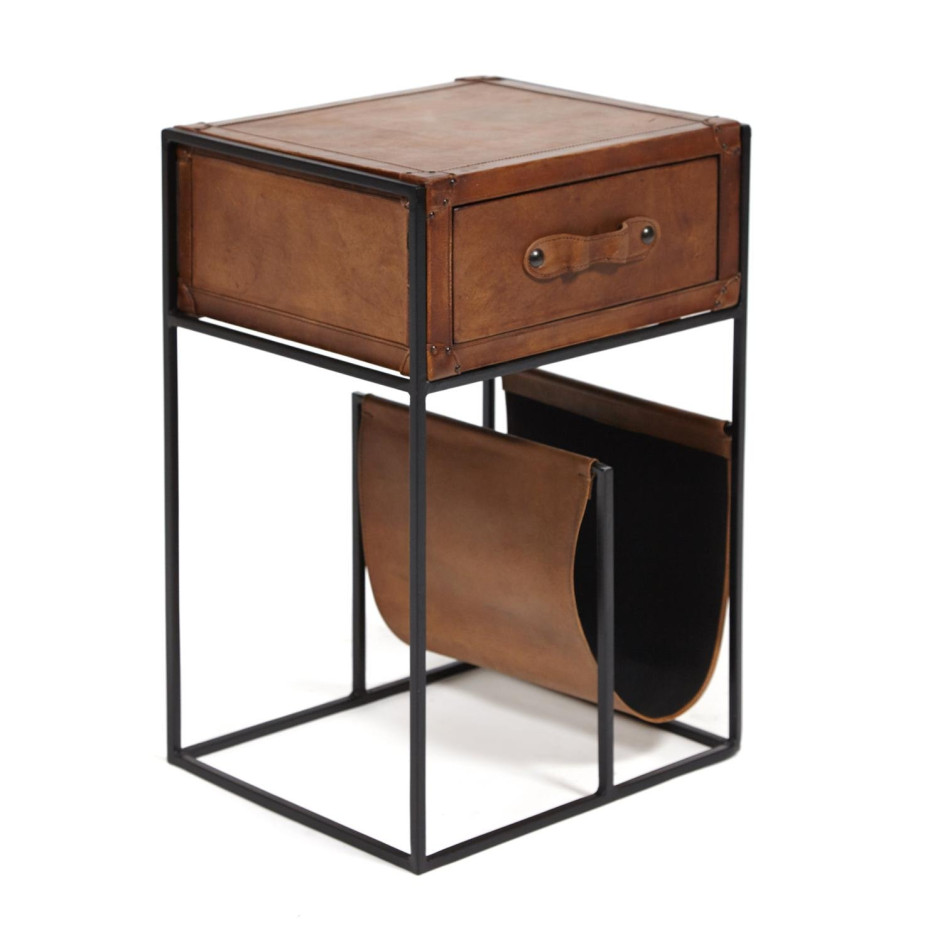 Тумба Secret De Maison BREAK ( mod. 2661) металл/кожа буйвола, 38x33x60, Античный светлый