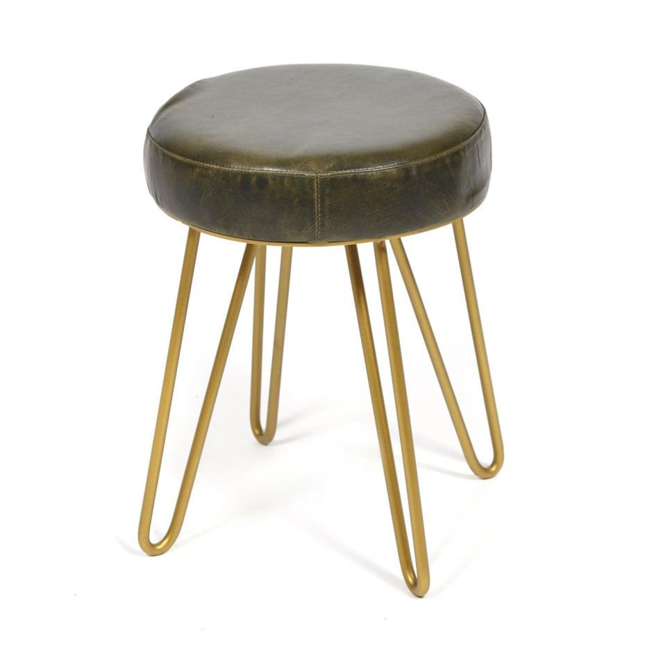 Стул  Secret De Maison FIX ( mod. 4355-G) металл/кожа буйвола, 33x33x44, античный зеленый