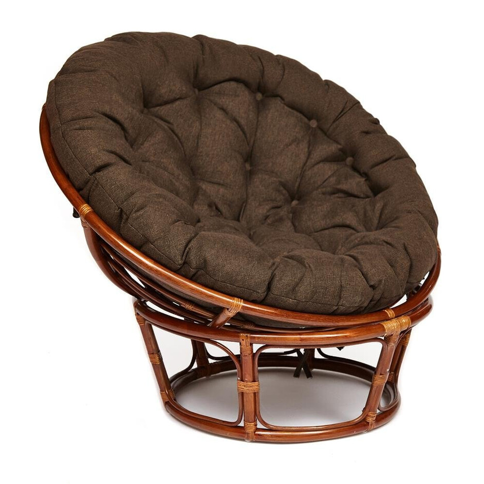 Кресло PAPASAN/ПАПАСАН 23/01 W  /с подушкой/ диаметр подушки 125 см, 115х101х104 см, Pecan (орех), ткань Коричневый, 3М7-147