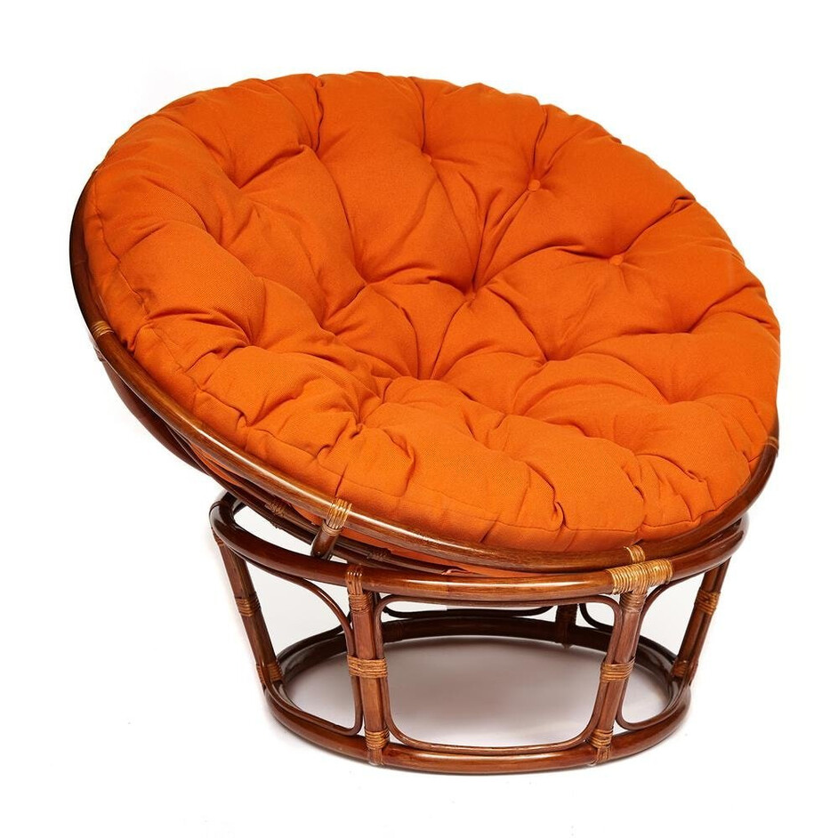 Кресло PAPASAN/ПАПАСАН 23/01 W  /с подушкой/ диаметр подушки 122 см, 115х101х104 см, Pecan (орех), ткань Оранжевый, С 23