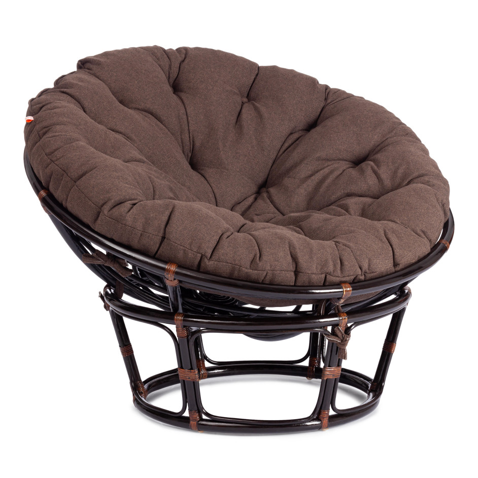 Кресло PAPASAN/ПАПАСАН 23/01 W  /с подушкой/ диаметр подушки 125 см, 115х101х104 см, Antique brown (античный черно-коричневый), ткань Коричневый,